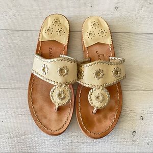 Jack Rogers tan/gold leather sandals, 8